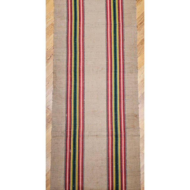 Vintage American Rag Runner, Handwoven Wool & Cotton, Stripe Pattern, 3x18 For Sale - Image 16 of 16