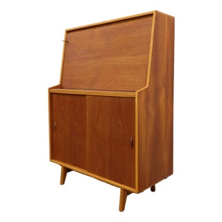 Vintage Mid Century Modern Teak Secretary Desk by Herbert E. Gibbs For Sale