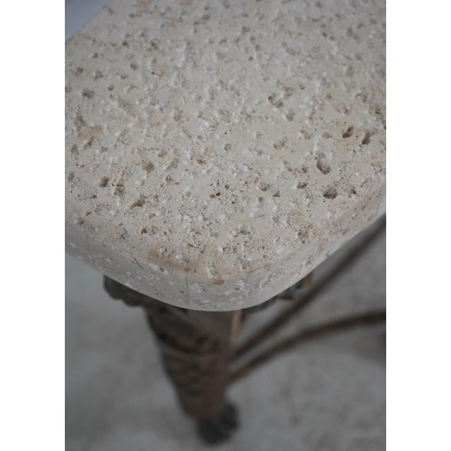 1970s Maitland Smith Bronze Neoclassical Console Table W. Stone Top For Sale - Image 5 of 16