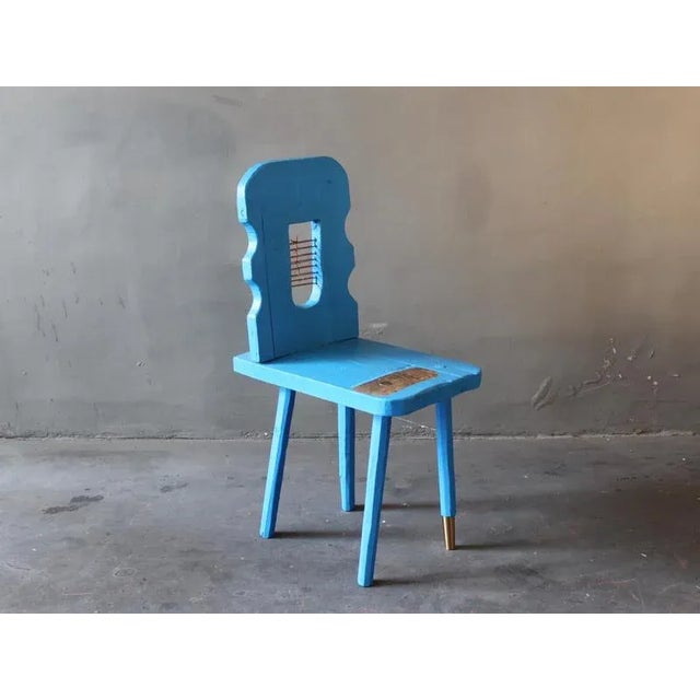 Blue peak of a century chair by markus friedrich staab one of a kind dimensions: d 47 x w 42 x h 92 cm. Materials: wood,...