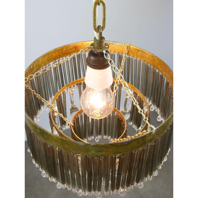 Mid-Century Modern Teardrop Three-Tier Pendant Light in Brass and Crystal, 19560s For Sale - Image 10 of 15