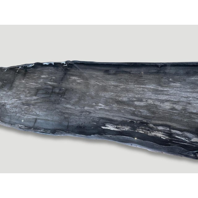 Black Andrianna Shamaris Exquisite High Quality Petrified Wood Dining Table Or Console For Sale - Image 8 of 18