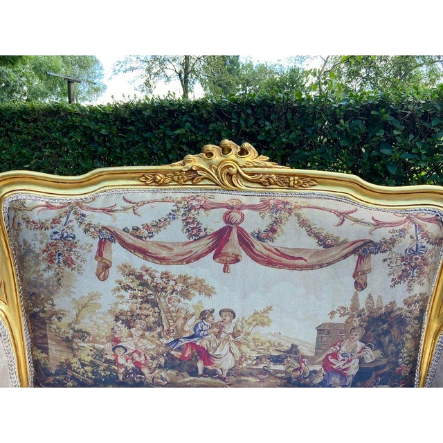 Bring refined French elegance into your interior with this Late 20th-Century Louis XVI–style settee, expertly crafted in...