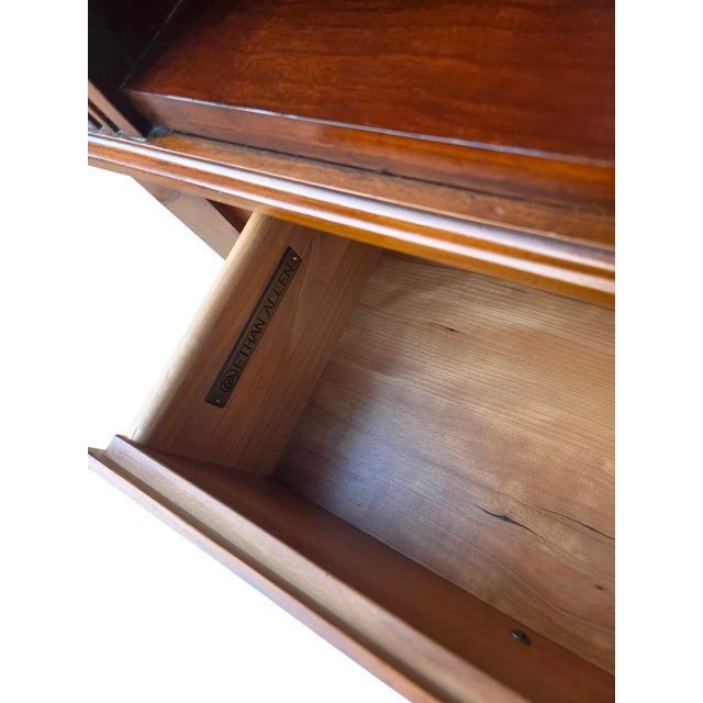 1990s Ethan Allen Townhouse Sliding Door China Cabinet Display Curio Bookcase Hutch For Sale - Image 11 of 18