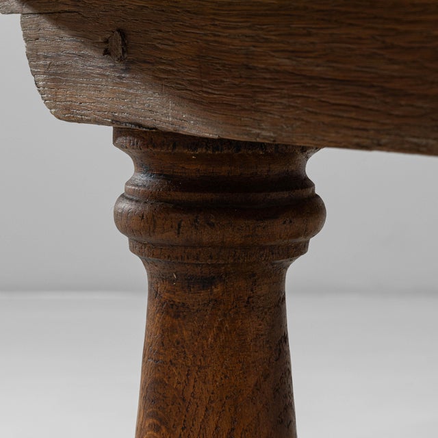 19th Century Luxembourg Provincial Oak Trestle Console Table In Original Patina For Sale - Image 9 of 18