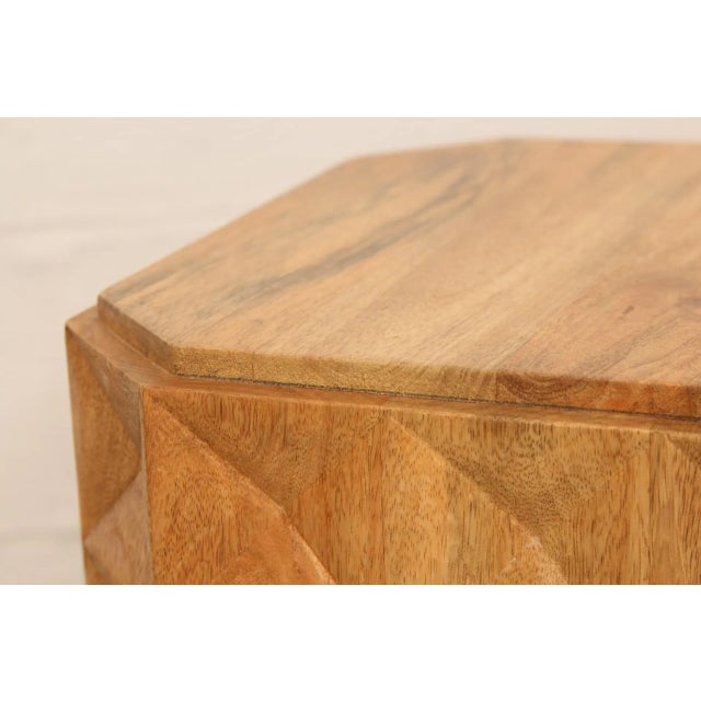 West Elm Carved Wood Side Table Chairish