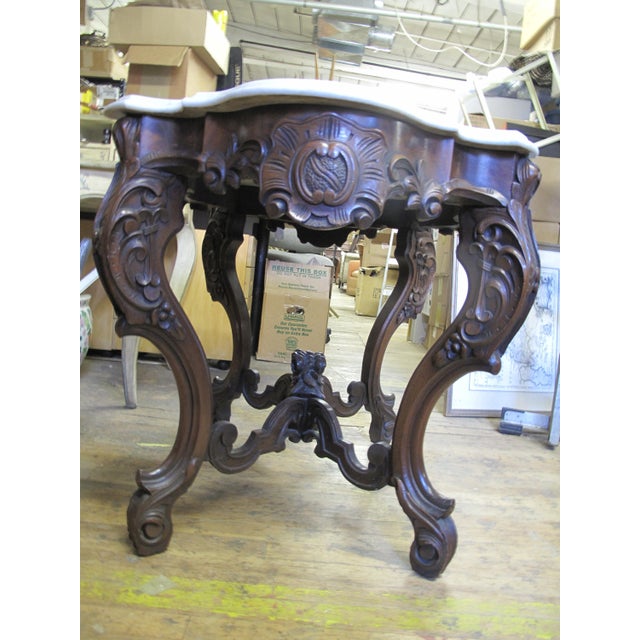 Late 19th Century Finely Carved Wood Victorian Entry Table | Chairish