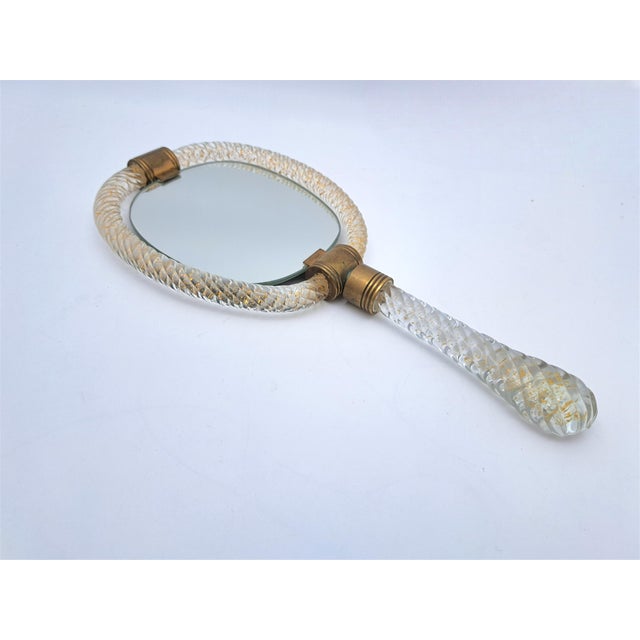 Torchon Murano Glass Hand Mirror from Barovier & Toso Production, 1950s For Sale - Image 10 of 14