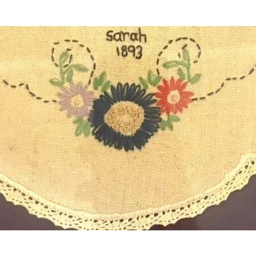 Farmhouse Vintage Folk Art Embroidered Sampler For Sale - Image 3 of 6