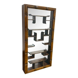 Chinoiserie Wood Wall Mount Curio Cabinet, Vintage For Sale