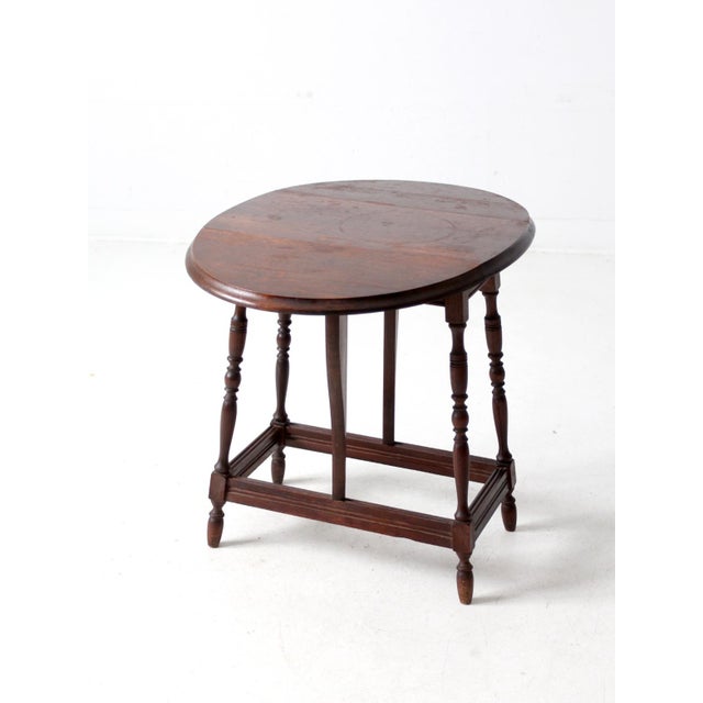 Vintage Colonial Style Drop Leaf Side Table For Sale - Image 12 of 12