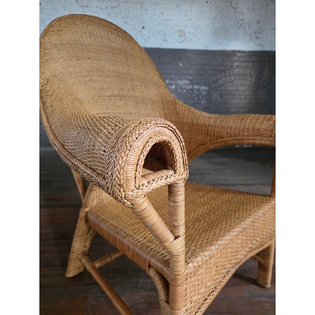 Vintage Arts & Crafts Wicker Rattan Armchair Attrb. Dryad and Co Uk For Sale - Image 9 of 13