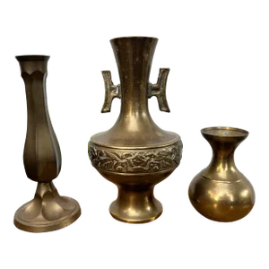 Mid 20th Century Brass Vases- Set of Three