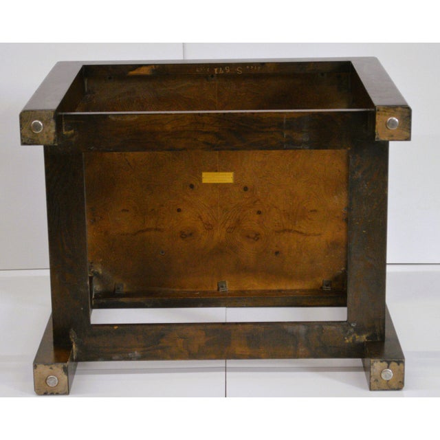 1970s 1970s John Widdicomb Burl Wood Smoked Glass Side End Table For Sale - Image 5 of 9