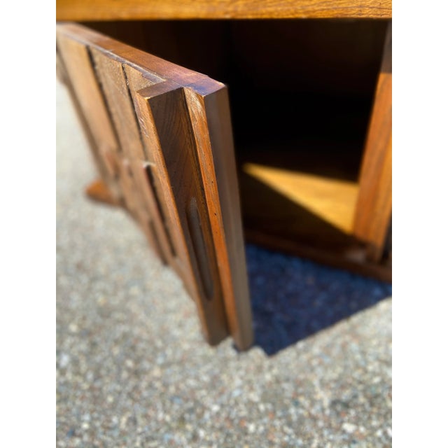 Wood Brutalist Pueblo Rectangular Coffee Table With Cubby Storage For Sale - Image 7 of 13