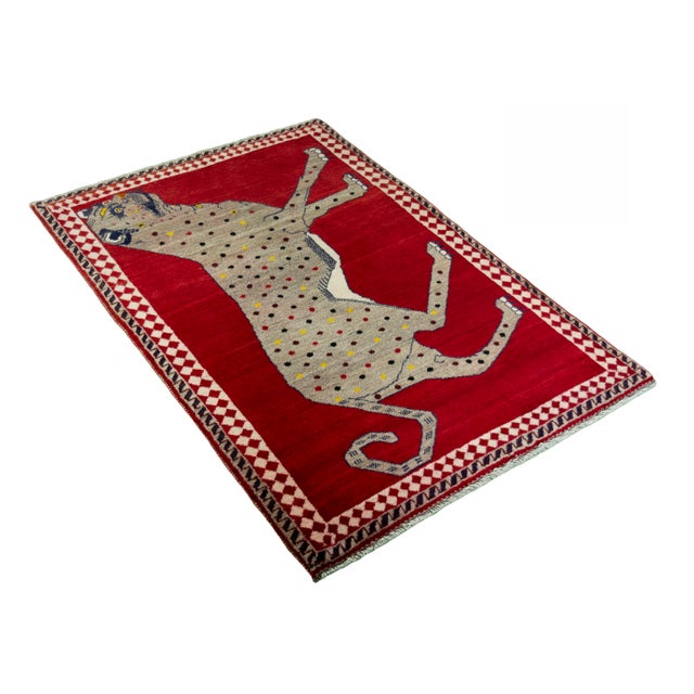 Mid-Century Modern Hand-Knotted Gabbeh Nomadic Rug For Sale - Image 3 of 11