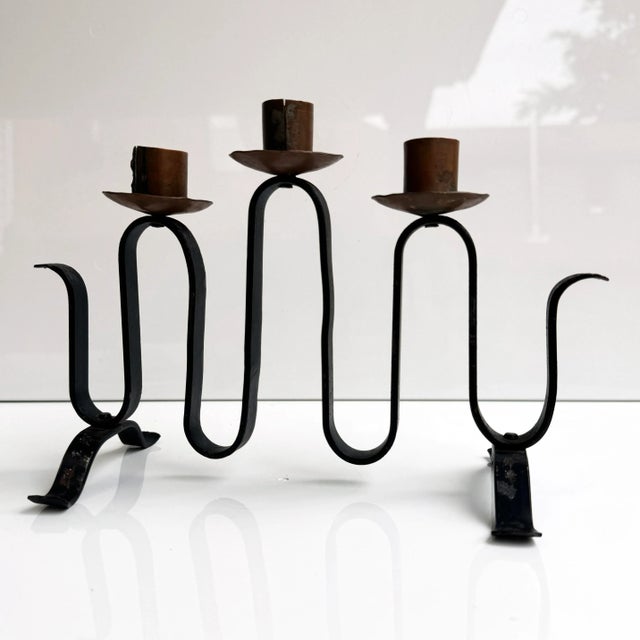 Postmodern French Modernist Ondulation Candlestick For Sale - Image 3 of 7