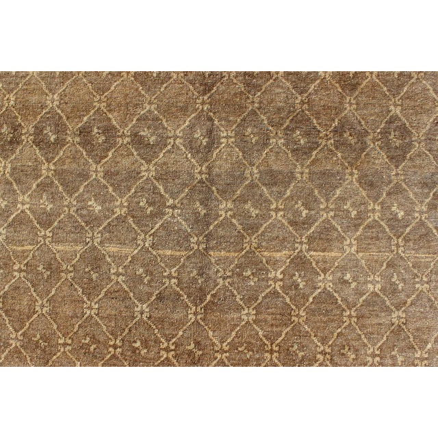Mid-Century Modern Vintage Turkish Mid-Century Gallery Rug in Taupe and Warm Brown For Sale - Image 3 of 8
