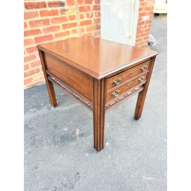 Late 20th Century Pair of Chippendale Style Altavista Virginia Inlaid Side End Tables by Lanes For Sale - Image 14 of 18