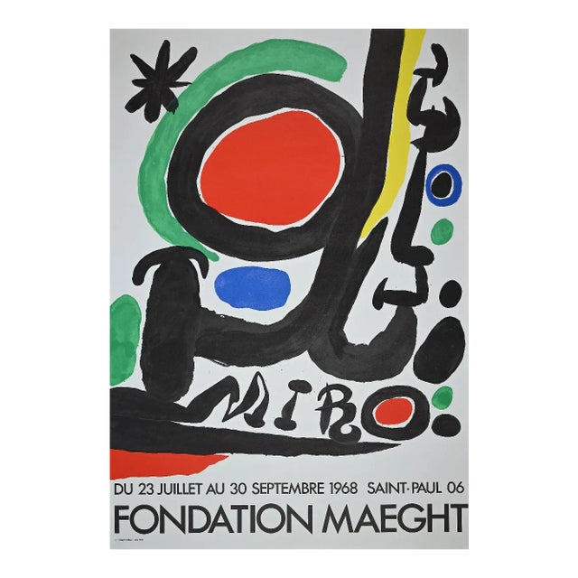 Vintage Mirò Exhibition Poster from Galerie Maeght, Offset and Lithograph, 1968 For Sale