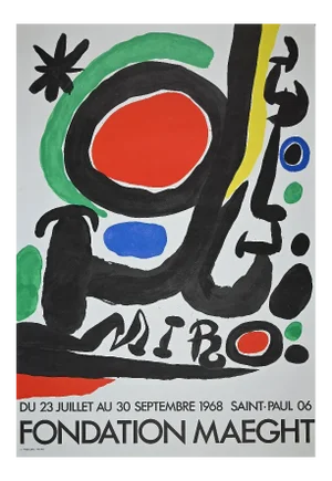 Vintage Mirò Exhibition Poster from Galerie Maeght, Offset and Lithograph, 1968