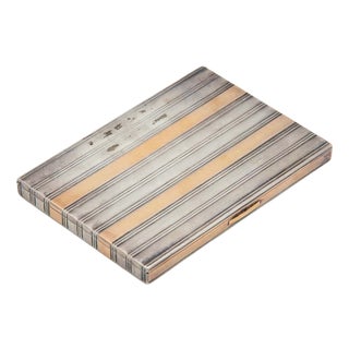 Gold and Silver Cigarette Case with Highlighted Bands For Sale