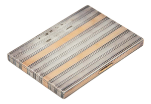 Gold and Silver Cigarette Case with Highlighted Bands