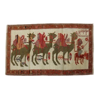 Early 20th Century Zabihi Collection Turkish Anatolian Animal Caravan Camel Small Rug - 2'1" x 3'8" For Sale