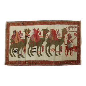 Zabihi Collection Turkish Anatolian Animal Caravan Camel Small Rug