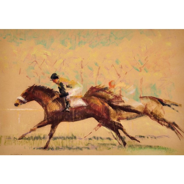 John rattenbury skeaping. english ( b.1901 - d.1980 ). into the final furlong, 1965. pastel on buff paper. signed & dated...