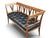 Vintage Sculpted Wood Bench With Button-Tufted Black Leather Seat For Sale - Image 10 of 12