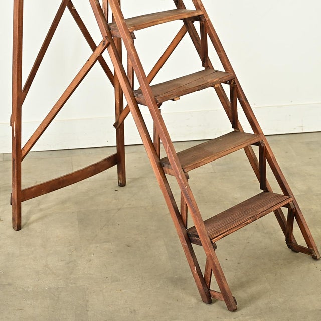 Early 20th Century French 20th Century Oak Library Stairs For Sale - Image 5 of 12