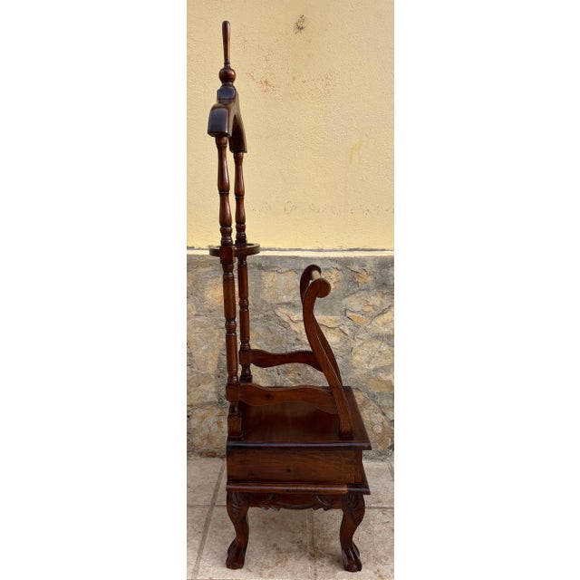 Antique English Chippendale Hardwood Valet Stand With One Drawer For Sale - Image 14 of 17