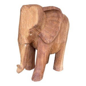Vintage Hand-Carved Wooden Elephant Sculpture