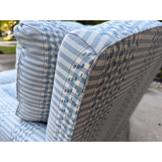 Vintage Skirted Lounge Chair & Ottoman With Carved Claw Feet For Sale - Image 16 of 17