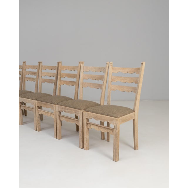 1950s French Oak Dining Chairs With Upholstered Seats - Set of 6 For Sale - Image 12 of 18