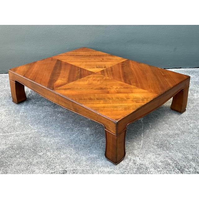 Vintage Chevron Wood Coffee Table For Sale - Image 10 of 12