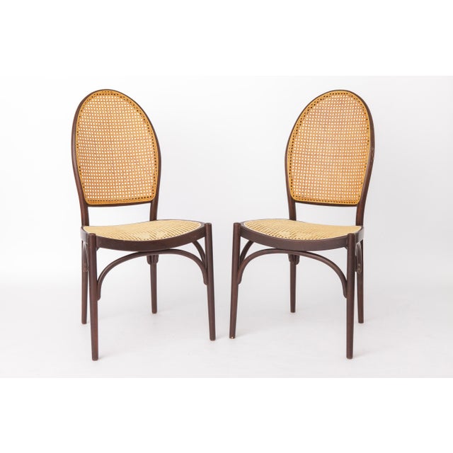 Vintage Bentwood Dining Chairs with Viennese Cane from Thonet, 1960s, Set of 2 For Sale - Image 12 of 12