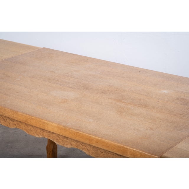 Brutalist Oak Dining Table by Henning Kjærnulf, 1960s For Sale - Image 9 of 12