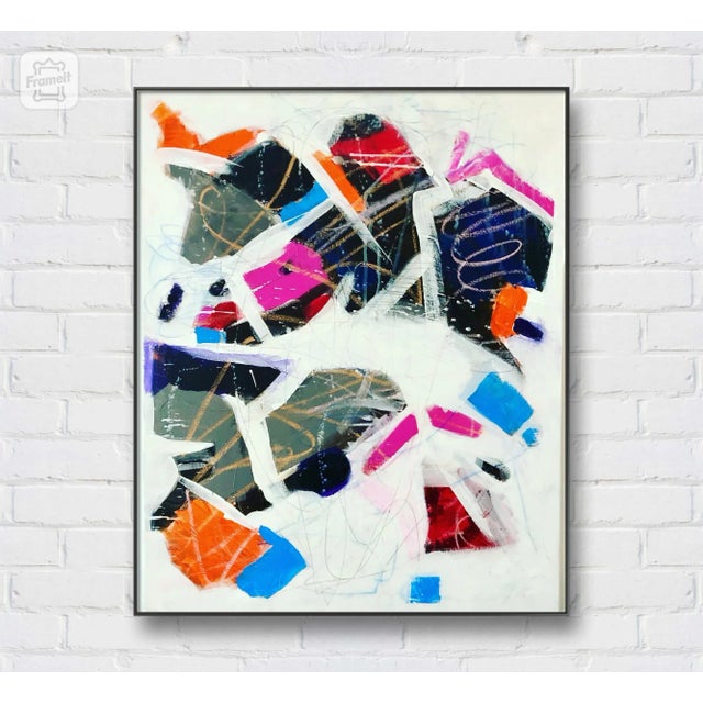 Original abstract artwork by Cassandra. Mixed media, acrylic paint and oil pastel, on stretched canvas. Museum wrap sides...