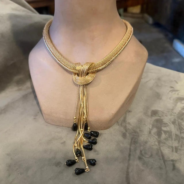 21st Century Vintage Costume Jewelry Gilt Metal Italian Multi Strand Necklace 2 For Sale - Image 6 of 17