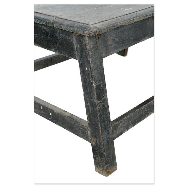 Solid Wood Bench with Black Patina For Sale - Image 5 of 7