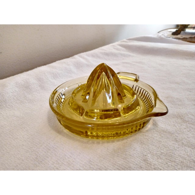 Mid-Century Modern Vintage 1930's Amber Depression Glass Citrus Juicer For Sale - Image 3 of 5