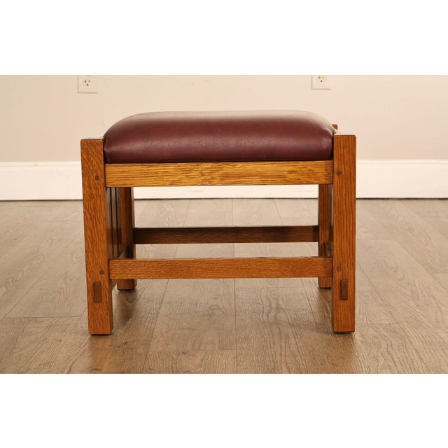 Stickley Mission Collection Oak Spindle Footstool For Sale - Image 13 of 18