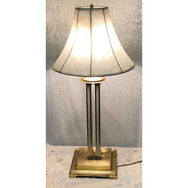 Mid-Century Modern Brass Floor Lamp with Cream Fabric Shade from Unbekannt, 1970s For Sale - Image 3 of 9