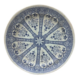 19th Century French Blue & White Faience Dessert Plate Sarreguemines For Sale