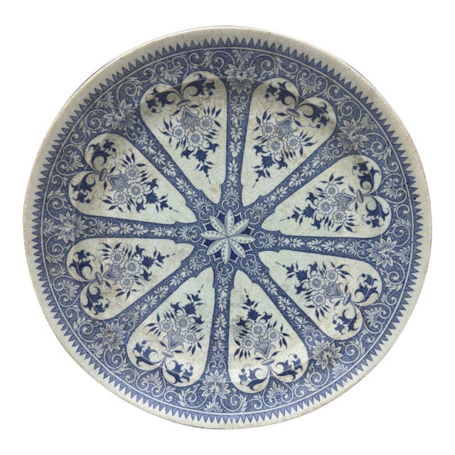 19th Century French Blue & White Faience Dessert Plate Sarreguemines For Sale