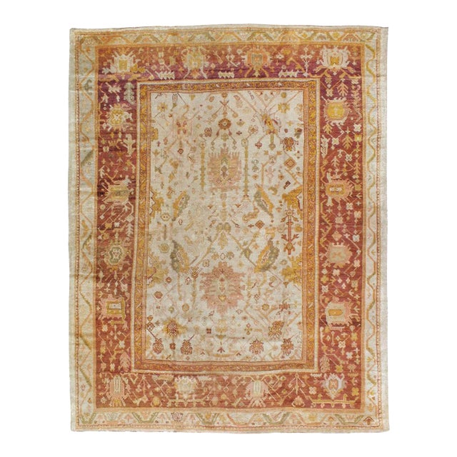 Galerie Shabab Collection Early 20th Century Turkish Oushak Room Size Carpet For Sale