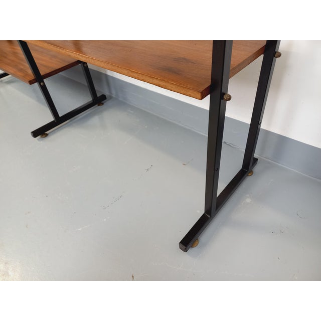 1960s Vintage Italian Triple Modular Bookcase in Teak and Metal, 1960s For Sale - Image 5 of 18