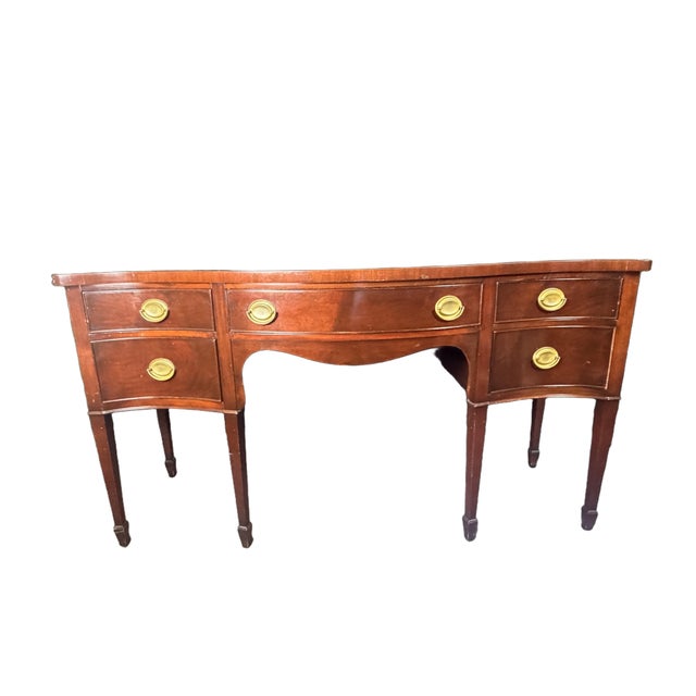Wood Vintage Federal Hepplewhite Style Credenza Sideboard Buffet, C. 1900s For Sale - Image 7 of 15
